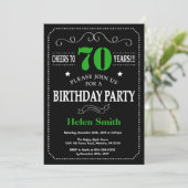 70e Birthday Black en Green Chalkboard Kaart (Staand voorkant)