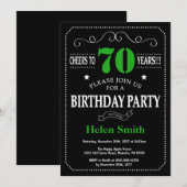 70e Birthday Black en Green Chalkboard Kaart (Voorkant / Achterkant)