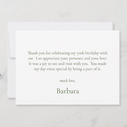 70e Birthday Blue Hydrangeas Bedankkaart (Achterkant)