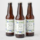 70e Birthday Blue Hydrangeas Bier Etiket (Flessen)