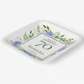 70e Birthday Blue Hydrangeas Papieren Bordje (Gebogen)