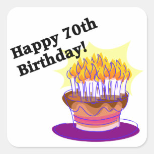 70e Birthday Cake Vierkante Sticker
