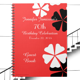 70e Birthday Party Guest Book Red Floral Notitiebo Notitieboek