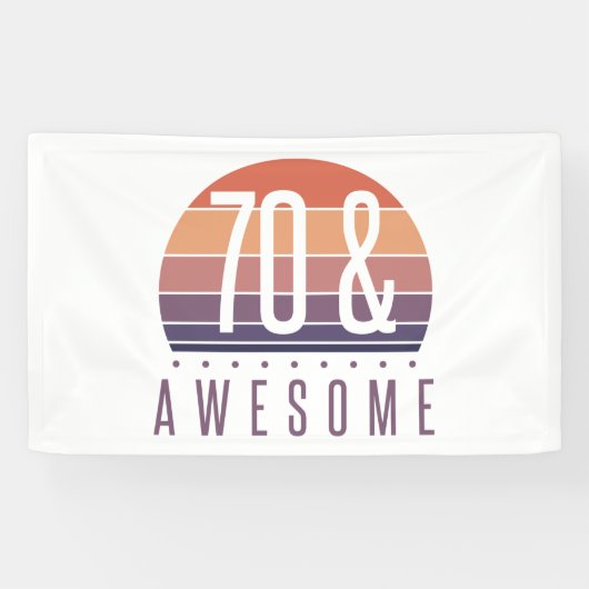 70e Birthday Retro Sunset Spandoek (Horizontaal)