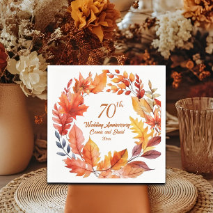 70e bruiloft Jubileum Herfst Bloemen Servet