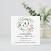 70e bruiloft Jubileum Waterverf Bloemen Kaart (Staand voorkant)