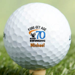 70e cadeau voor collega Funny Blue Custom Golfballen
