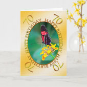 70e Carte d'anniversaire aux papillons et aux fleu (Fleur jaune)