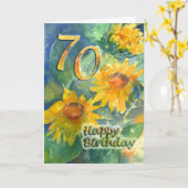 70e Carte d'anniversaire joyeuse - Tournesols (Fleur jaune)