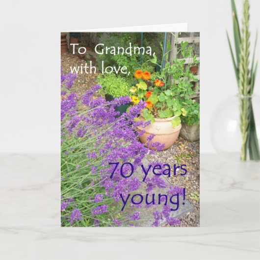 70e carte d'anniversaire pour grand-mère - Jardin (Devant)