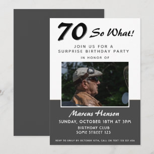 70e Carte d'invitation photo d'anniversaire surpri