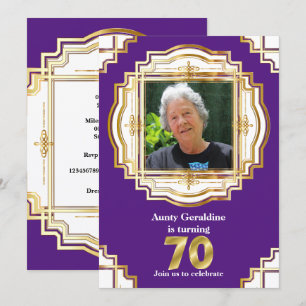 70e elegante gouden paarse witte fotolijst zeventi kaart