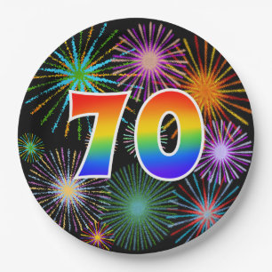 70e evenement - Fun, kleurrijk, vet, regenboog 70 Papieren Bordje
