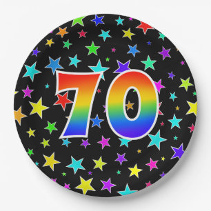 70e Evenement: Vet, Leuk, Kleurrijke Regenboog 70 Papieren Bordje