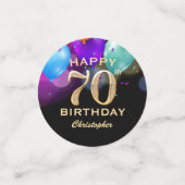 70e fête d'anniversaire Confetti noir et or (Petit recto)