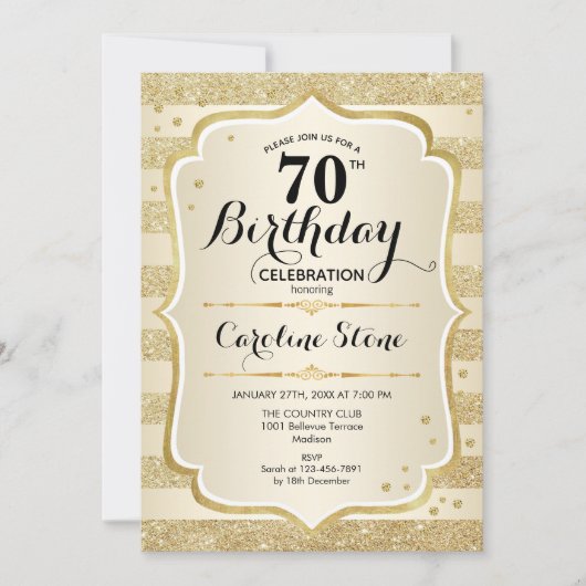 70e fête d'anniversaire - Gold Invitation (Devant)