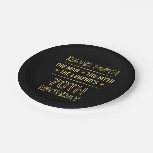 70e geboortedag Man Myth Legend Papieren Bordje (Gekanteld)