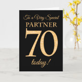 70e Gold-effect op Black, voor Partner Birthday Kaart (Gele Bloem)