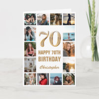 70e Happy Birthday Gold en White Photo Collage