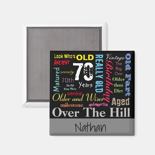 70e Happy BIrthday in een graffiti-stijl Magneet (Voorkant / Achterkant)