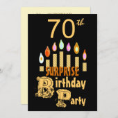 70e Invitation à la fête d'anniversaire SURPRISE - (Devant / Derrière)