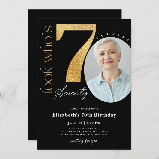 70e Invitation à l'anniversaire de l'or noir avec (Devant / Derrière)