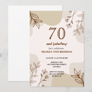70e invitation à l'anniversaire de naissance beige