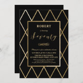 70e Invitation d'anniversaire - Gold, Elégant, ten (Devant / Derrière)