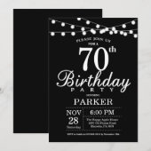 70e Invitation d'anniversaire noir et blanc (Devant / Derrière)