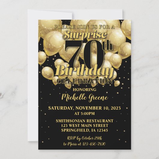 70e Invitation d'anniversaire surprise, Anniversai (Devant)