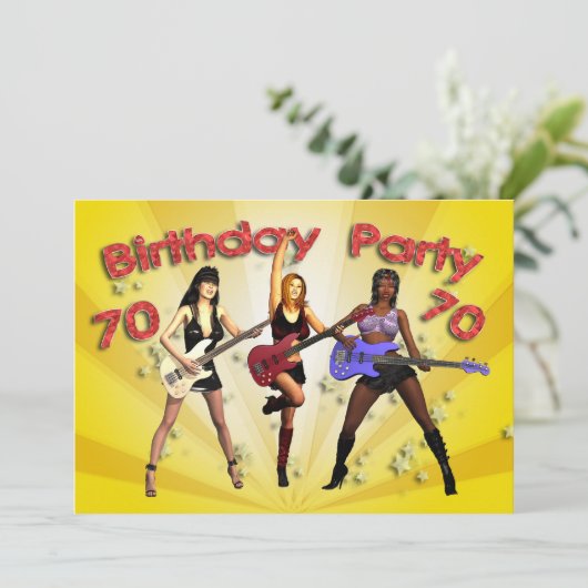 70e invitation de fête d'anniversaire avec un grou (Debout devant)