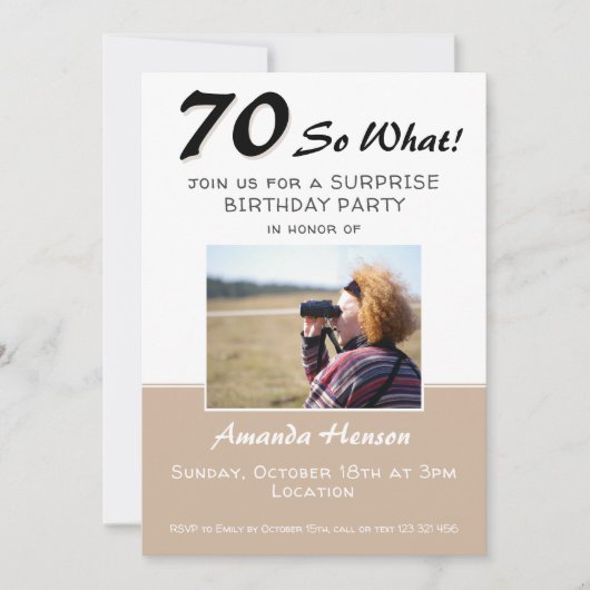70e Invitation photo d'anniversaire surprise (Devant)