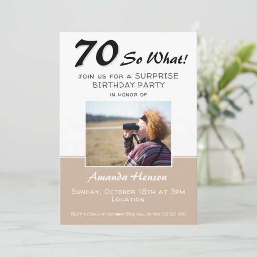 70e Invitation photo d'anniversaire surprise (Debout devant)