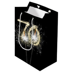 70e jaarsparklers op zwart medium cadeauzakje