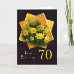 70e Joyeuse carte d'anniversaire - jonquilles jaun