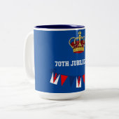 70e Jubilé 2022 Couronne bleu bicolore Mug (Devant gauche)