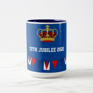 70e Jubilé 2022 Couronne bleu bicolore Mug