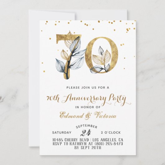 70e Jubileum Gold Floral Kaart (Voorkant)