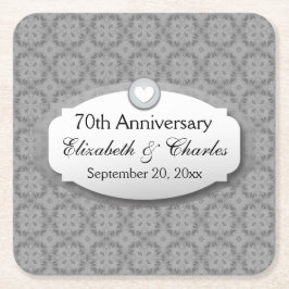 70e Jubileum Jubileum bruiloft Platinum Z03 Vierkante Kartonnen Onderzetter