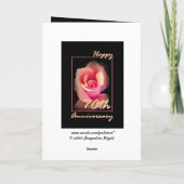 70e Jubileum Kaart met roze Rosebud (Achterkant)