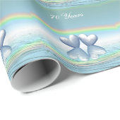 70e Jubileum Platinum Hearts Cadeaupapier (Rol Hoek)