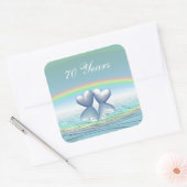 70e Jubileum Platinum Hearts Vierkante Sticker (Envelop)
