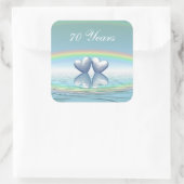 70e Jubileum Platinum Hearts Vierkante Sticker (Tas)