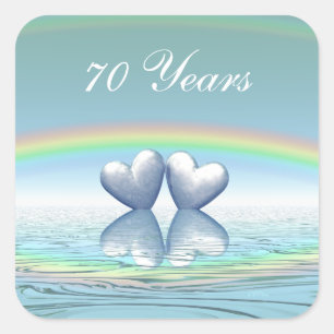 70e Jubileum Platinum Hearts Vierkante Sticker