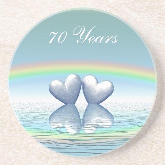 70e Jubileum Platinum Hearts Zandsteen Onderzetter (Voorkant)