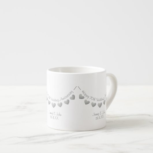 70e Jubileum van het platina Wedding Espresso Kop (Voorkant rechts)