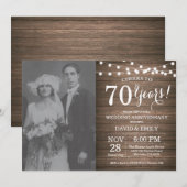 70e Jubileum voor bruiloft Rustic Wood Kaart (Voorkant / Achterkant)