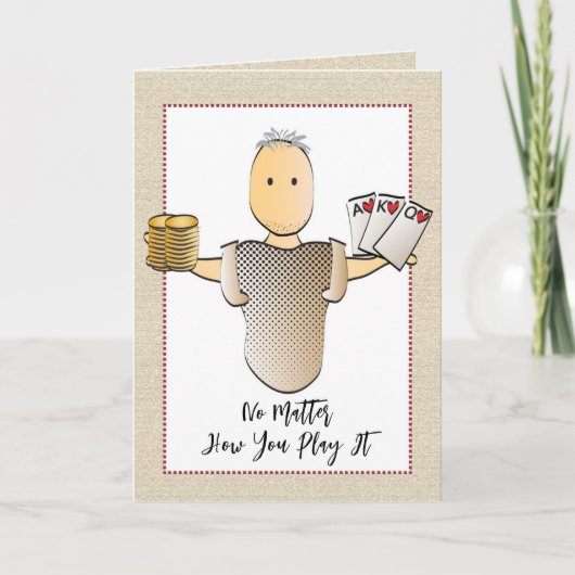 70e man Cartoon Funny Gezegde Gokken Verjaardag Kaart (Voorkant)