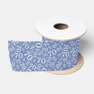 70e Moderne Willekeurige Nummer Patroon Blauw/Wit Lint