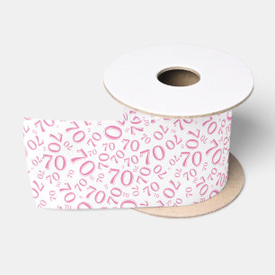 70e Moderne Willekeurige Nummer Patroon Roze/Wit Lint